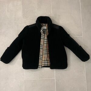 Burberry Black Kids Fleece and Quilted Jacket with Plaid Interior size 6yr